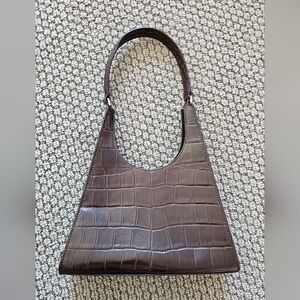 Staud Croc Embossed Brown Bag